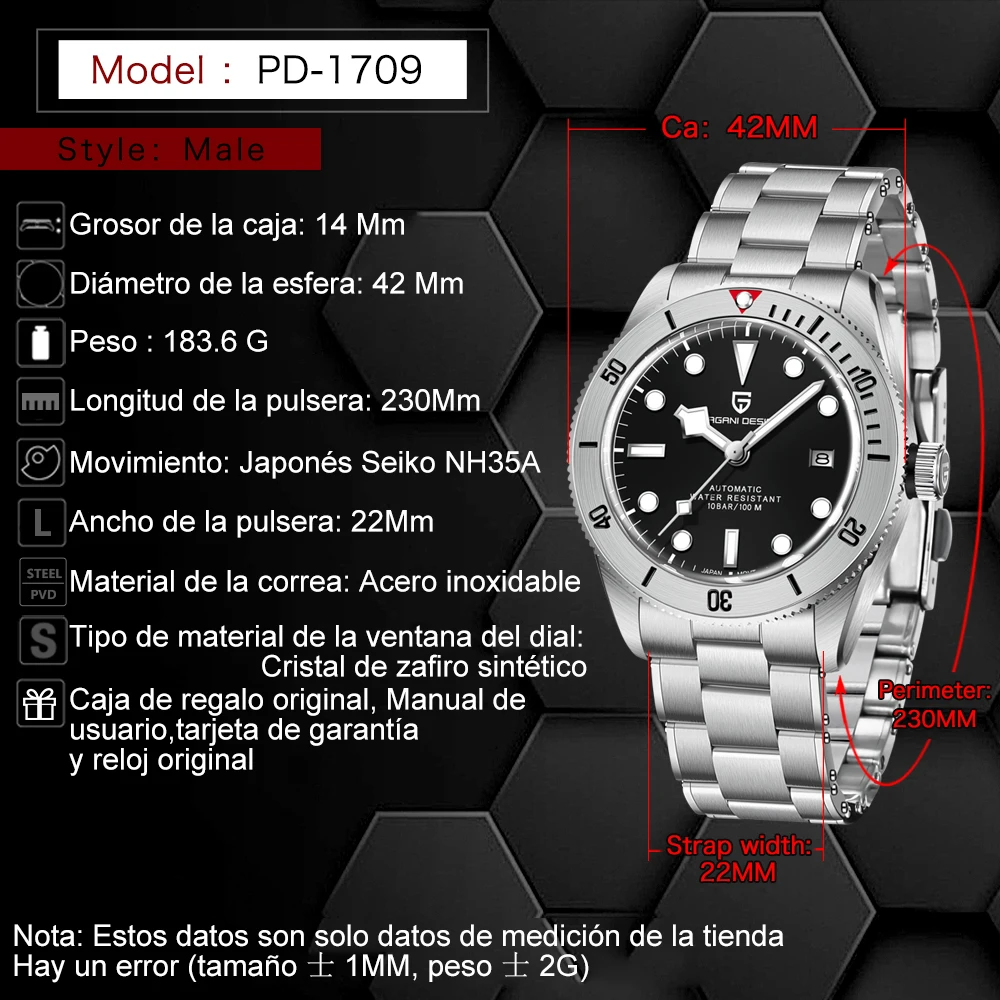 PAGANI DESIGN Luxury Mens Watches Ceramic Bezel Stainless Steel Automatic Mechanical Watch For Men BB58 Business Water Resistant