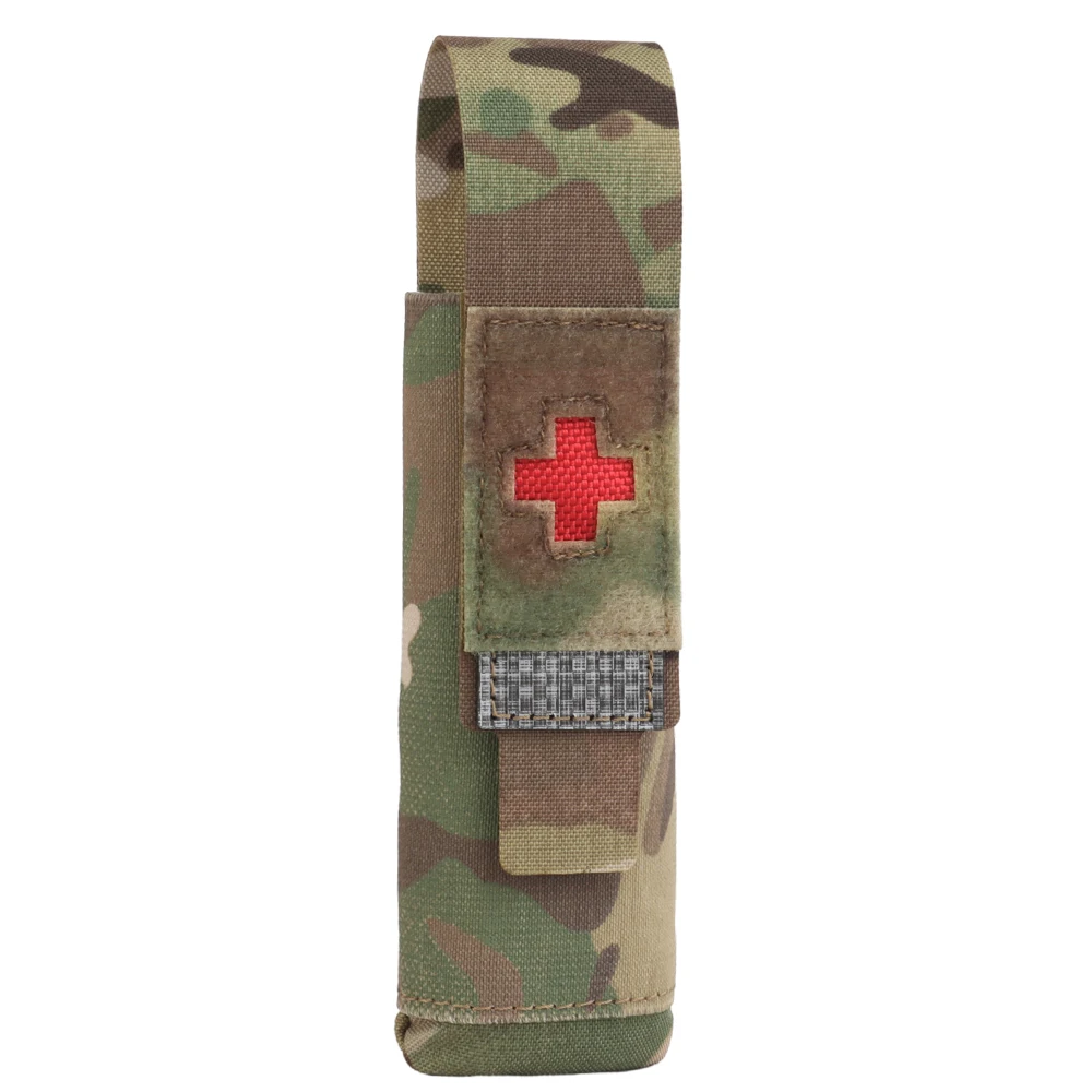 Wosport Knight Tourniquet Pouch MOLLE Mount Hook Loop Flap Elastic Band Compact Medical Storage for Airsoft Outdoor Activities