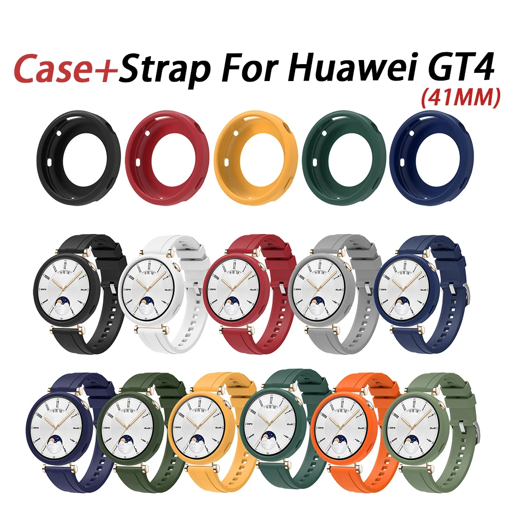 

Силиконовый чехол + ремешок для Huawei Watch GT4 GT5 41 мм, сменный ремешок для часов + защитный корпус