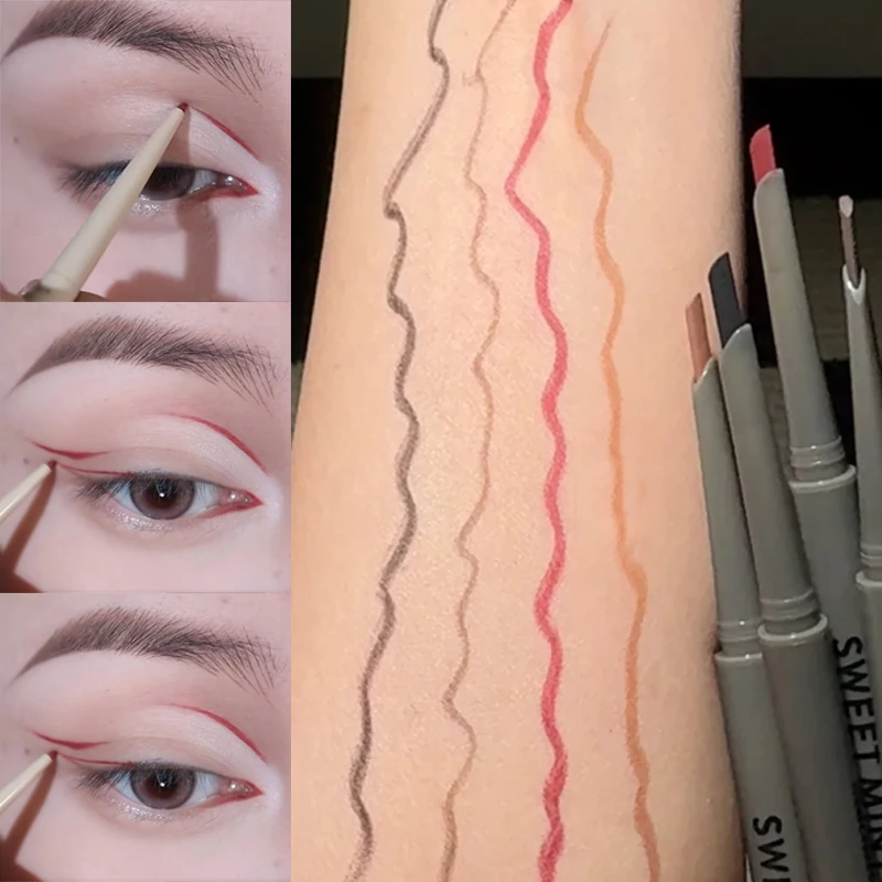 Penna gel per eyeliner liscio a lunga durata Trucco opaco impermeabile Facile da indossare Matita per occhi professionale Nero Marrone Rosso Cosmetici per occhi