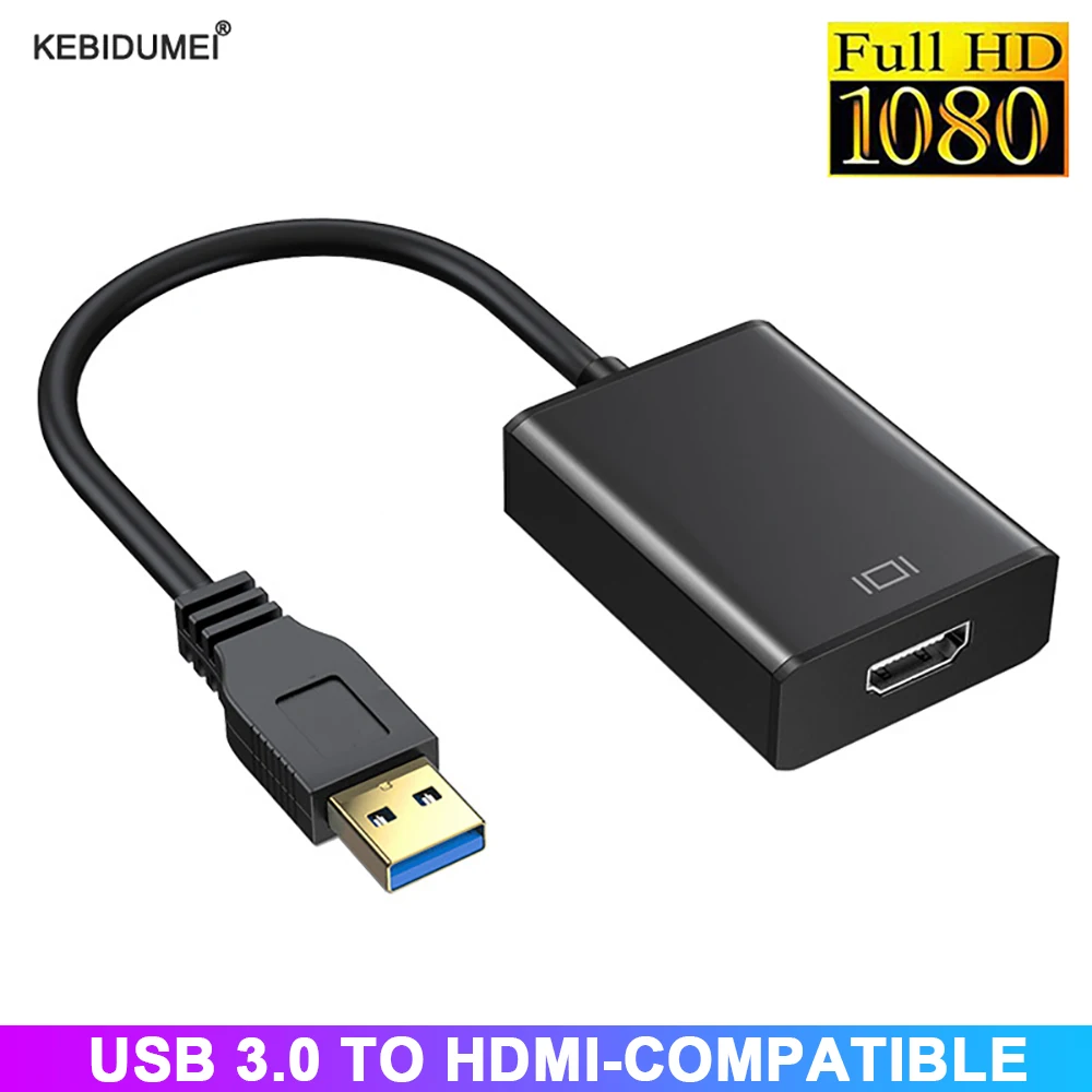 USB do HDMI Adapter HD 1080P USB 3.0 na HDMI kompatybilny konwerter zewnętrzne USB Adapter kabel do adaptera wideo do laptopa stacjonarnego