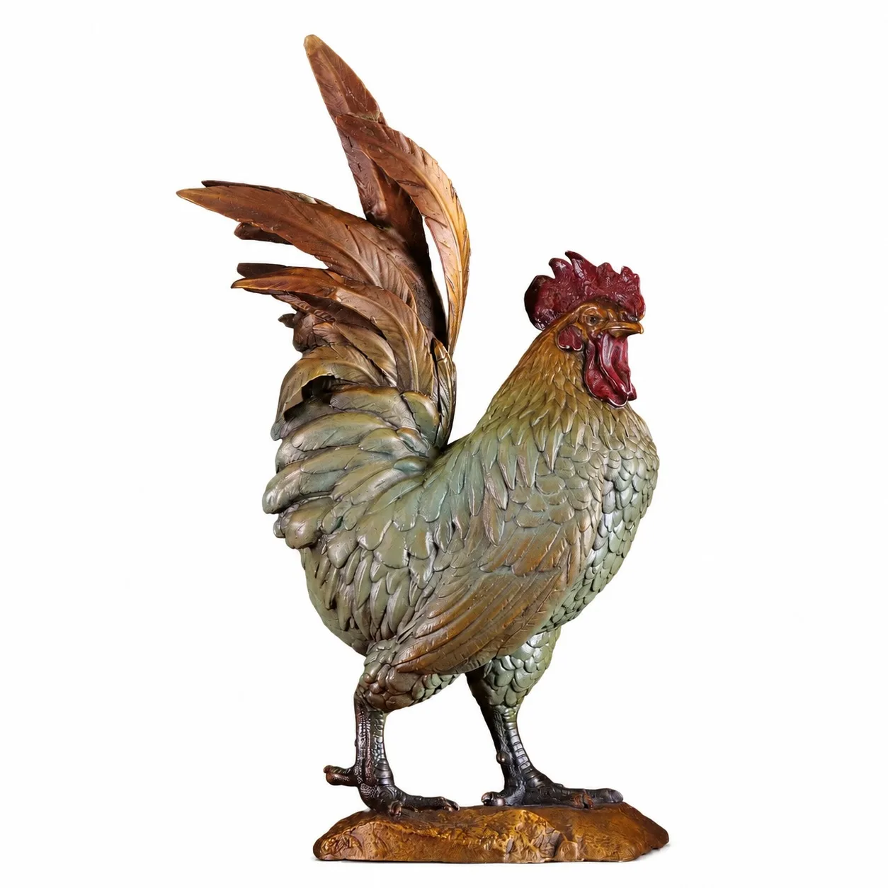 Handcrafted Solid Brass Golden Rooster Statue for Traditional Chinese Feng Shui Prosperity Home Interior Desk Decor Gift