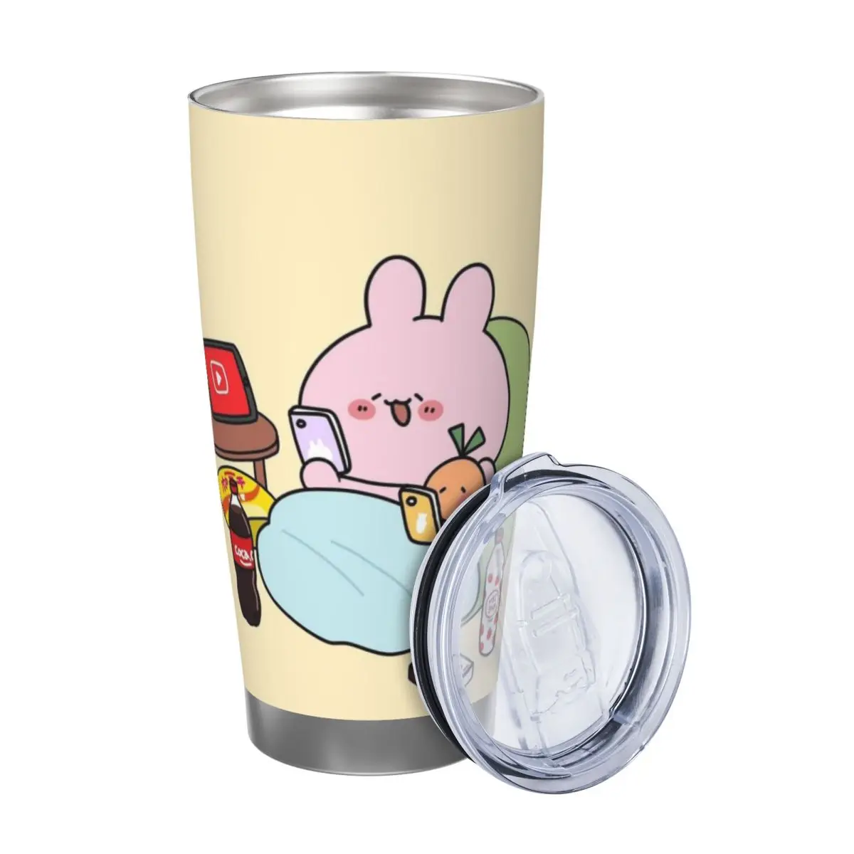 Asamimichaan Cute Asamimi 20oz Stainless Steel Car Mug Straw Thermal Iced Travel Cup Vacuum Insulated Coffee Hot Cup