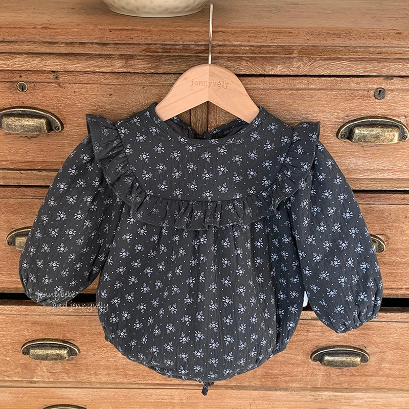 2025 New Autumn 0-24M Children Clothes Korean Style Climbing Suit Long Sleeved Cotton Print Infant Baby Girls Jumpsuit