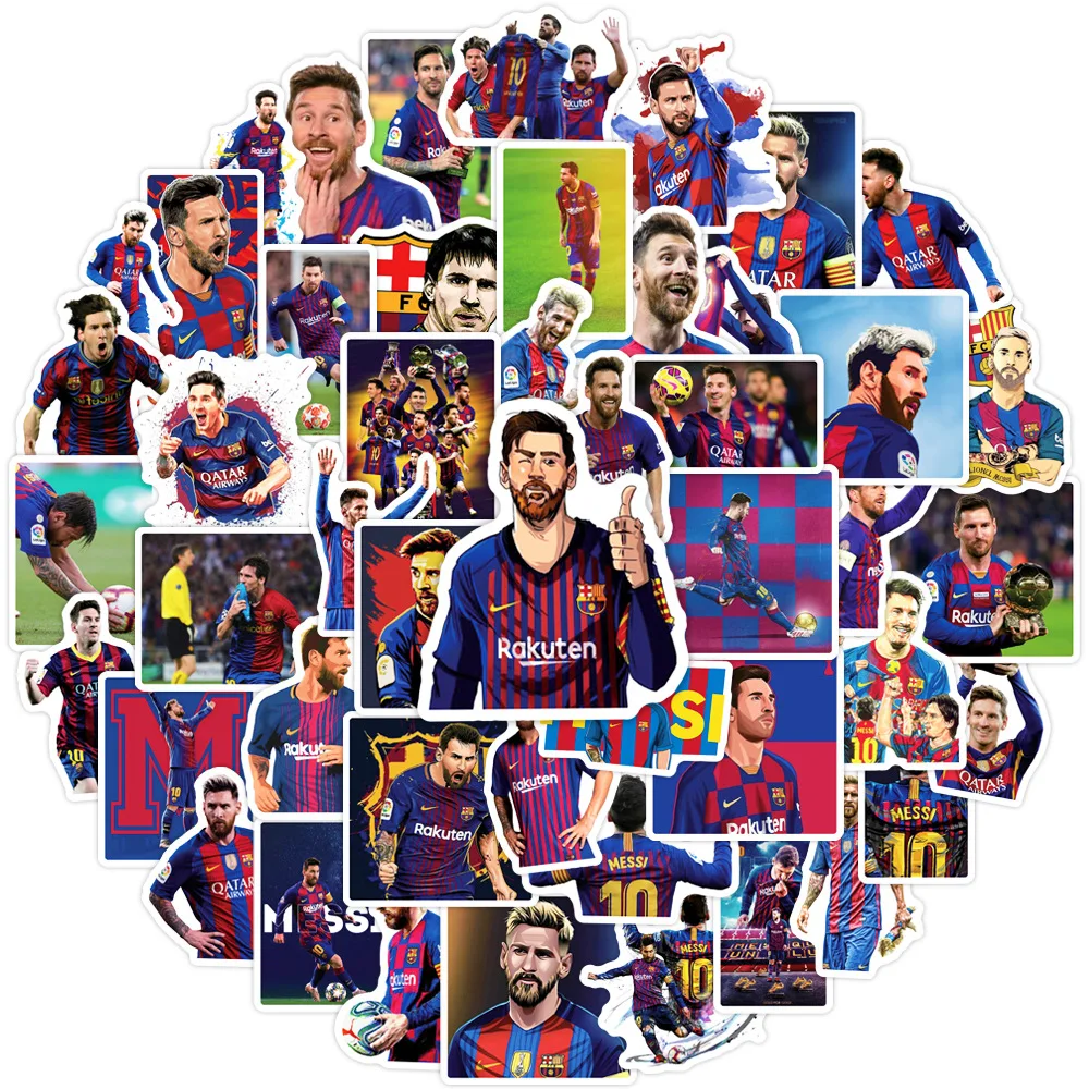 50Pcs Super Star Soccer Player Messi Stickers, Vinyl Waterproof Laptop Water Bottle Stickers for Aldults Boys Girls Teens,Messi