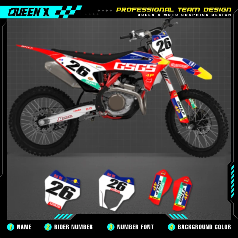 

Queen X MOTOR Custom Team Graphics Backgrounds Decals For Stickers Kit For GASGAS GAS GAS 2021 2022 2023 EC MC 001