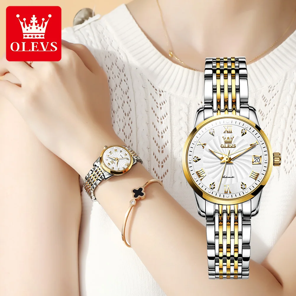 

OLEVS 6630 Classic Ladies' Watch stainless steel Automatic Mechanical Elegant Lady watch Luminous Waterproof Watches for Woman