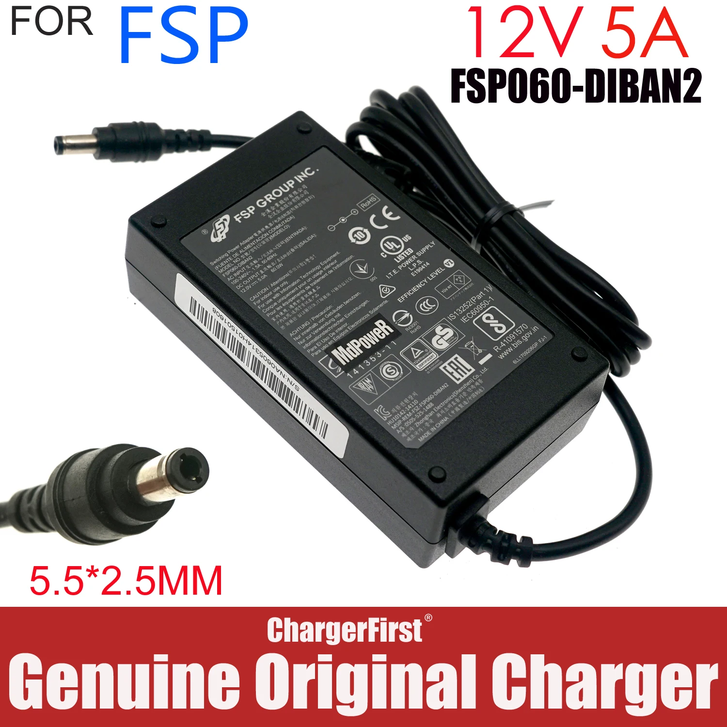 Genuine FSP Switching AC Adapter FSP060-DHAB3 LED Monitor Charger FSP060-DIBAN2 12V 5A 60W FSP060-DBAB FSP060-DBAE1 Power Supply