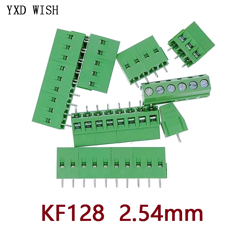 100pcs KF128 2.54mm Mini PCB Screw Terminal Blocks Connector 2P 3P 4P 5P 6P 7P 8P 9P 10P 12P 16P KF128-2.54 Terminal For Wires