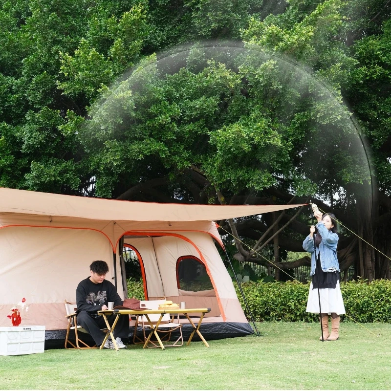 

330x210x180cm Double Rainproof Outdoor Tent, 2 Rooms and 1 Hall Villa Tent, Camping Tents,4-6 Person,Overnight Camping Equipment