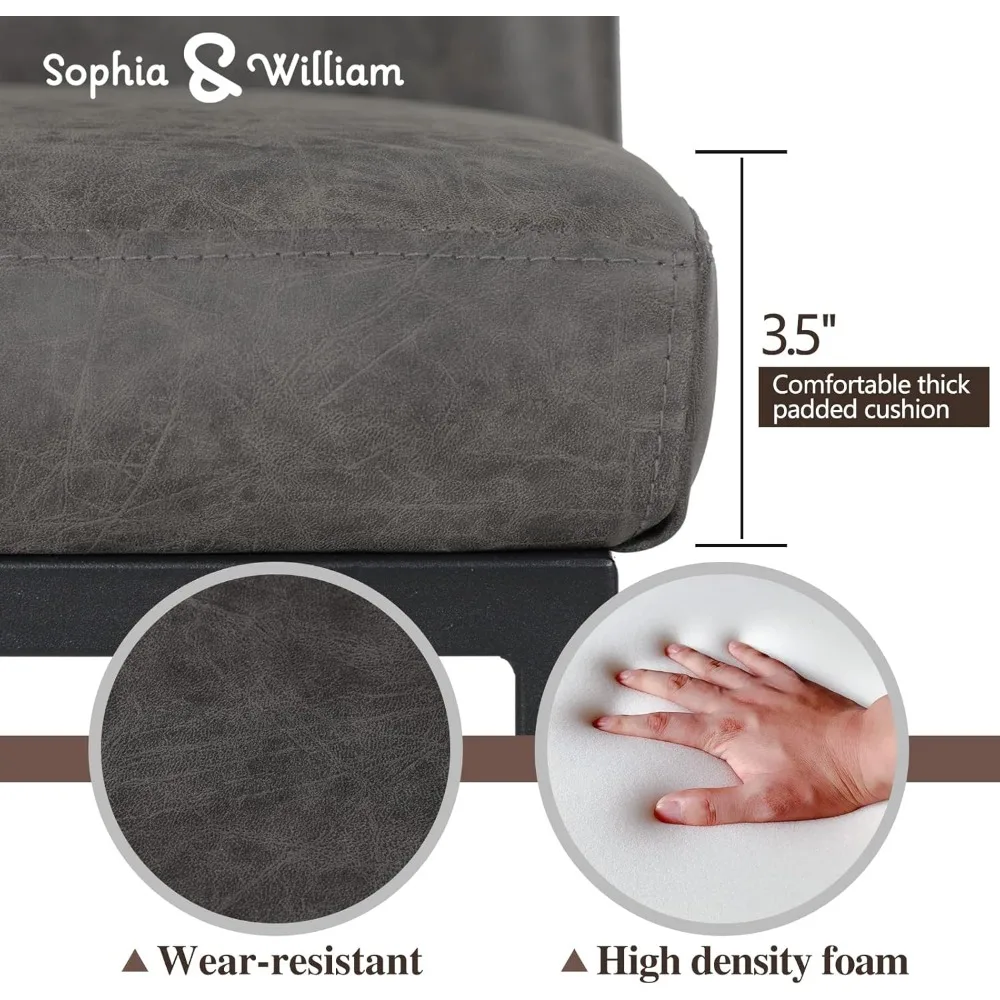 Counter Height 24" Bar Stool, Kitchen Counter Stool with Back,Upholstered Middle Back Dining Chair, Modern PU Leather Barstool