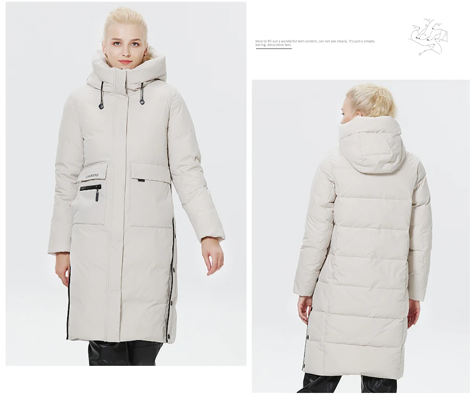 ICEbear 2023 Winter Women Jacket Long Cotton Big Pockets Ladies Coat Women's Thickened Warm Parka GWD22578-1D