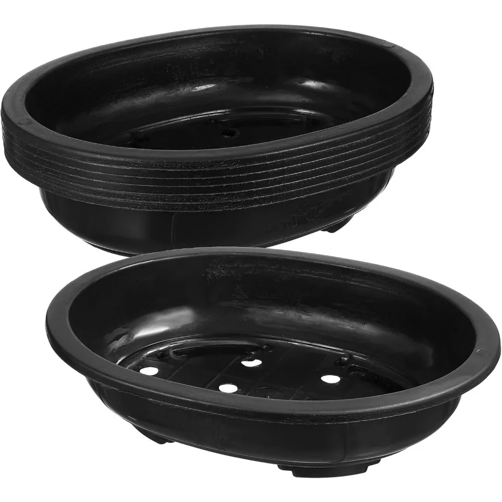 

6 Pcs Bonsai Training Pots, 15'' Oval Planter with Drainage Hole, Plastic Deep Flower Pot for Garden & Balcony