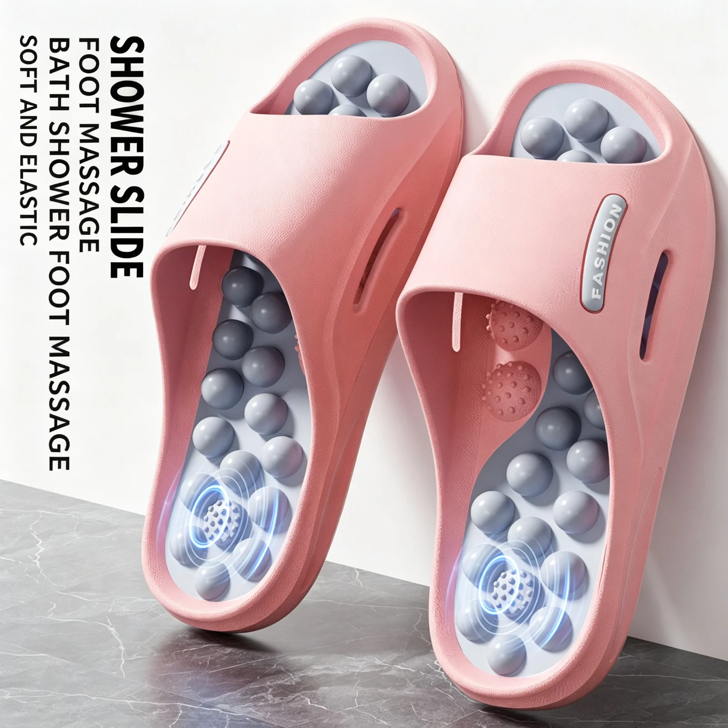 Bathroom Massage Slippers for Men Women Soft Elastic Acupressure Foot Scrubbers Non Slip Shower Slides Quick Drying Home Footwea