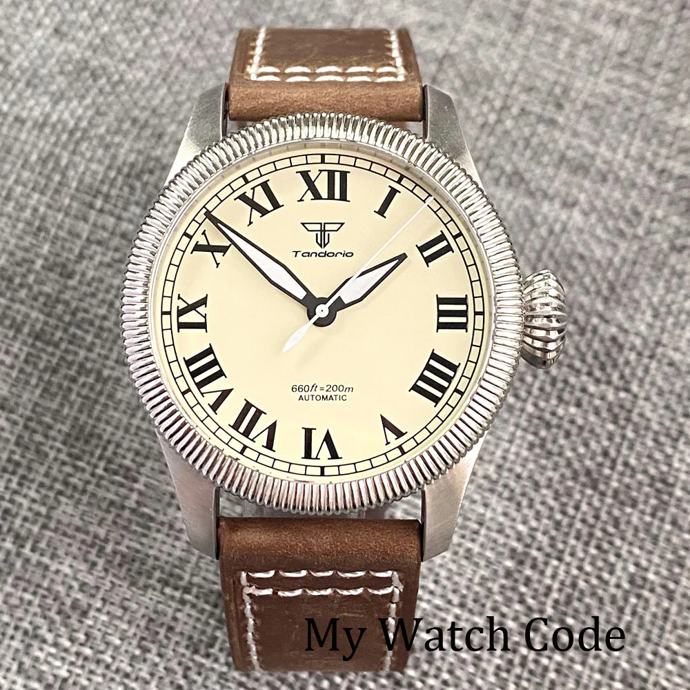 Imagem -04 - Relógio Automático Retro Branco Vintage Diver Field Masculino Impermeável Grande Crown Números Romanos 39 mm Nh35 Pt5000 Marca