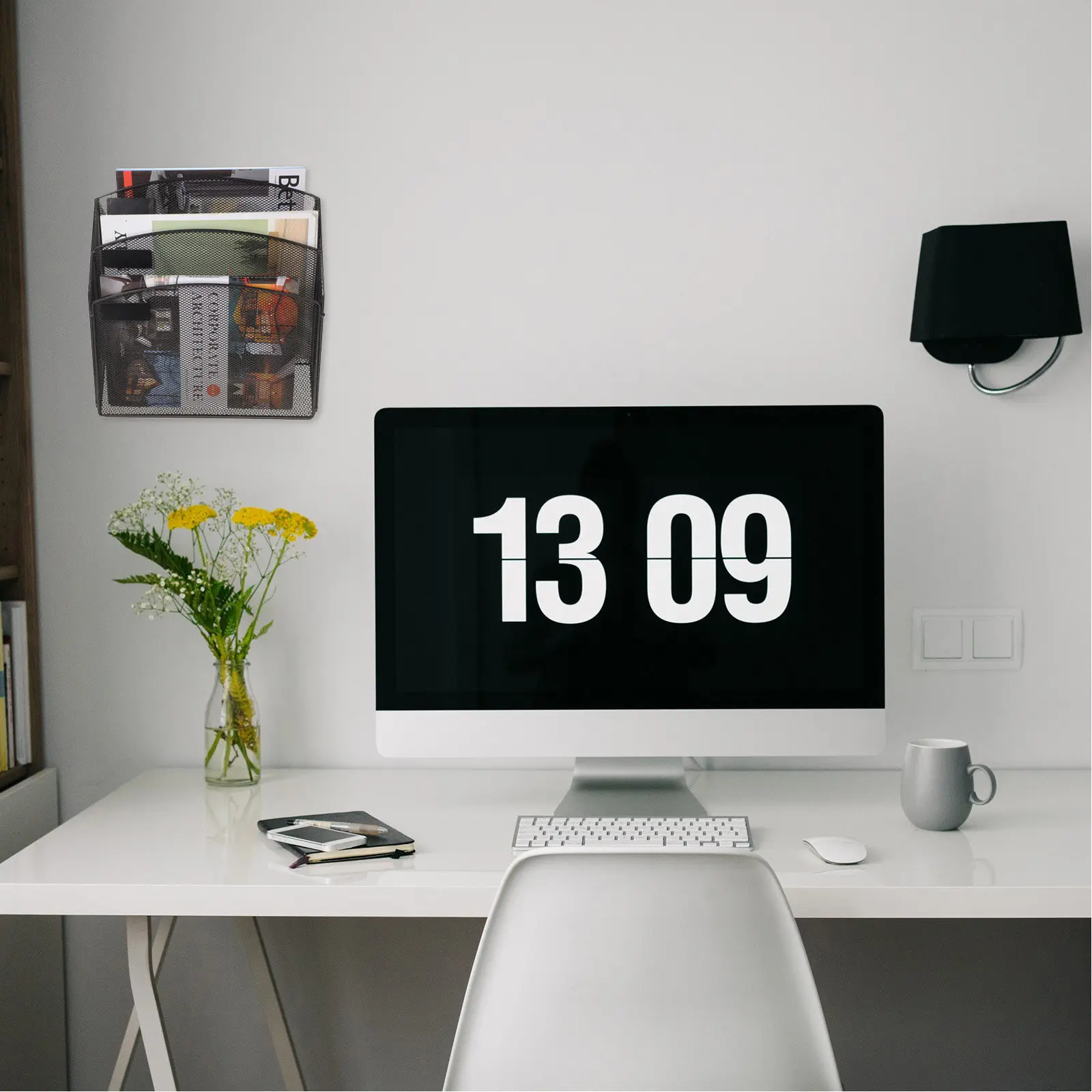 

Wall Mount Magazine Rack Sturdy Iron Wall Basket Storage Holder for Legal Letter Size Documents Wire Hanging Basket Organizer