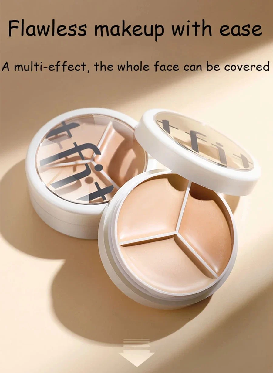 3-color Concealer Palette Waterproof Full Coverage Concealer for Tattoos Scars Acne Marks Dark Circles Natural Finish Foundation