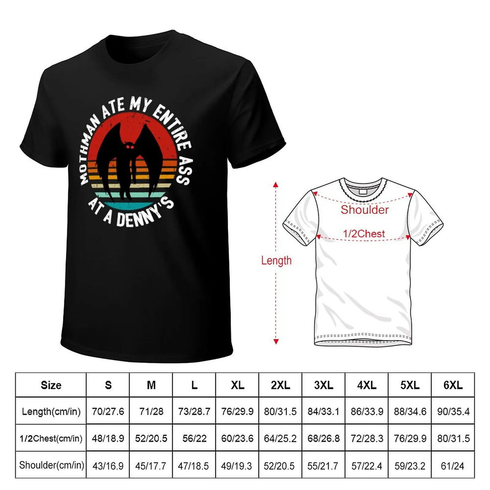 Mothman Ate My Entire Ass At a Denny's Mothman Vintage T-Shirt Soft Casual Short Sleeve Cotton Tee