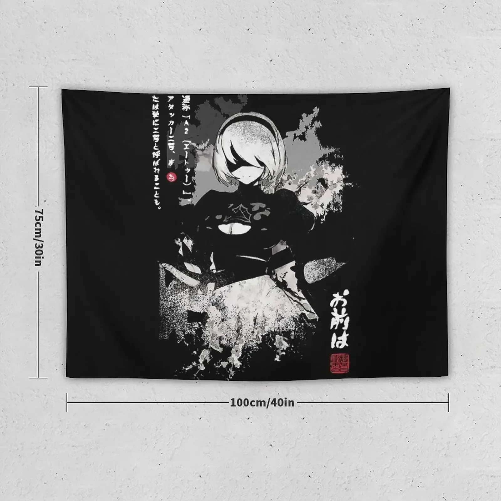 NieR:Automata 2B Japan Ink ニーア_オートマタ Black Tapestry Decoration For Bedroom Room Decoration Korean Style Tapestry