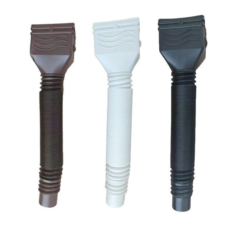 2PCS Black Rain Flexible Gutter Extendable from Downspout Extender Thickened Down Spout Drain Extension For Rainwater Drainage