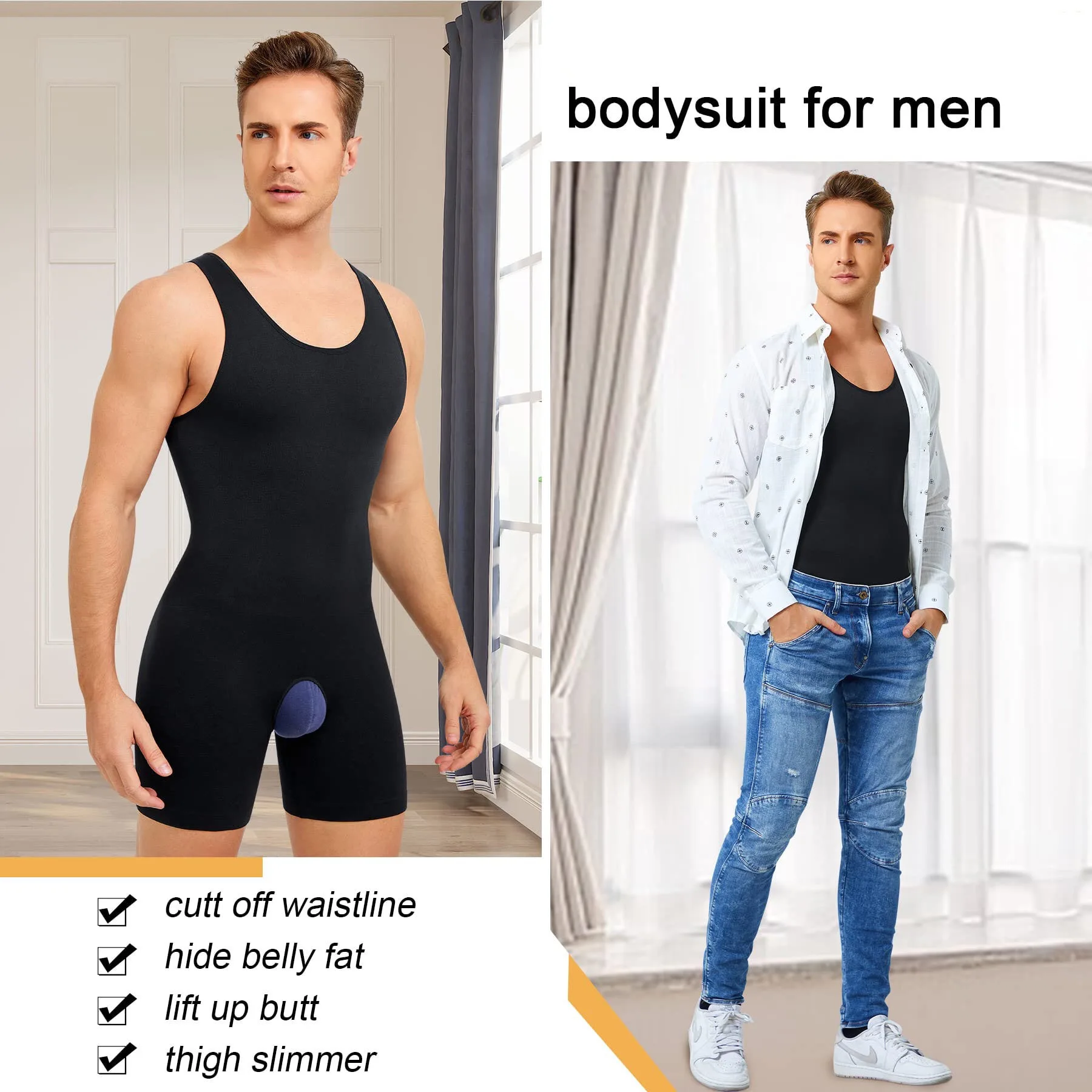 Hot Sale Mens Sleeveless Full Body Shaper Underwear Slimming Bodysuit Breathable Tummy Control Shaperwear Waist Trainer Corset