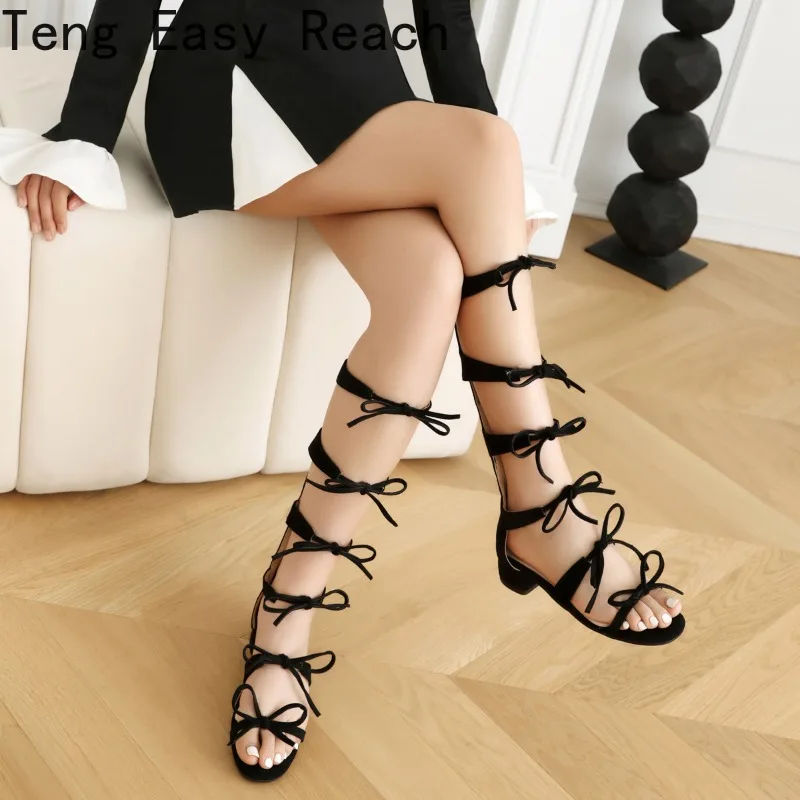 2024 Summer Women\'s Lace-up Sandals Mary Jane Party Wedding Cosplay Beige Pink Black Low Heel Lolita Princess Shoes