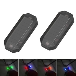 Solar Powered luz de advertência para carro, falsa luz de segurança, lâmpada de alarme anti-roubo sem fio, colisão anti-traseira, luz intermitente, 2PCs