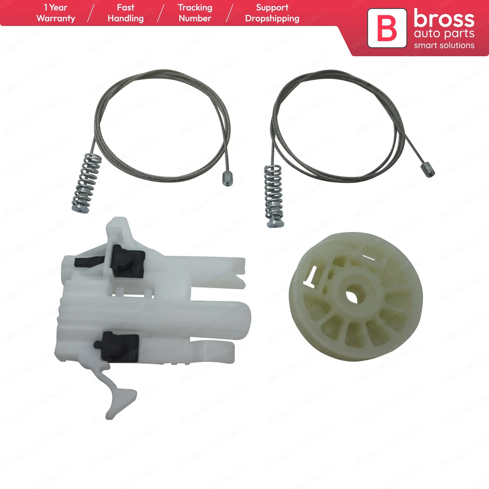 Bross Auto Parts BWR5231FBA Window Regulator Set Repair Front Left Door 68070267AD for Fiat 500 2007-On Ship From france