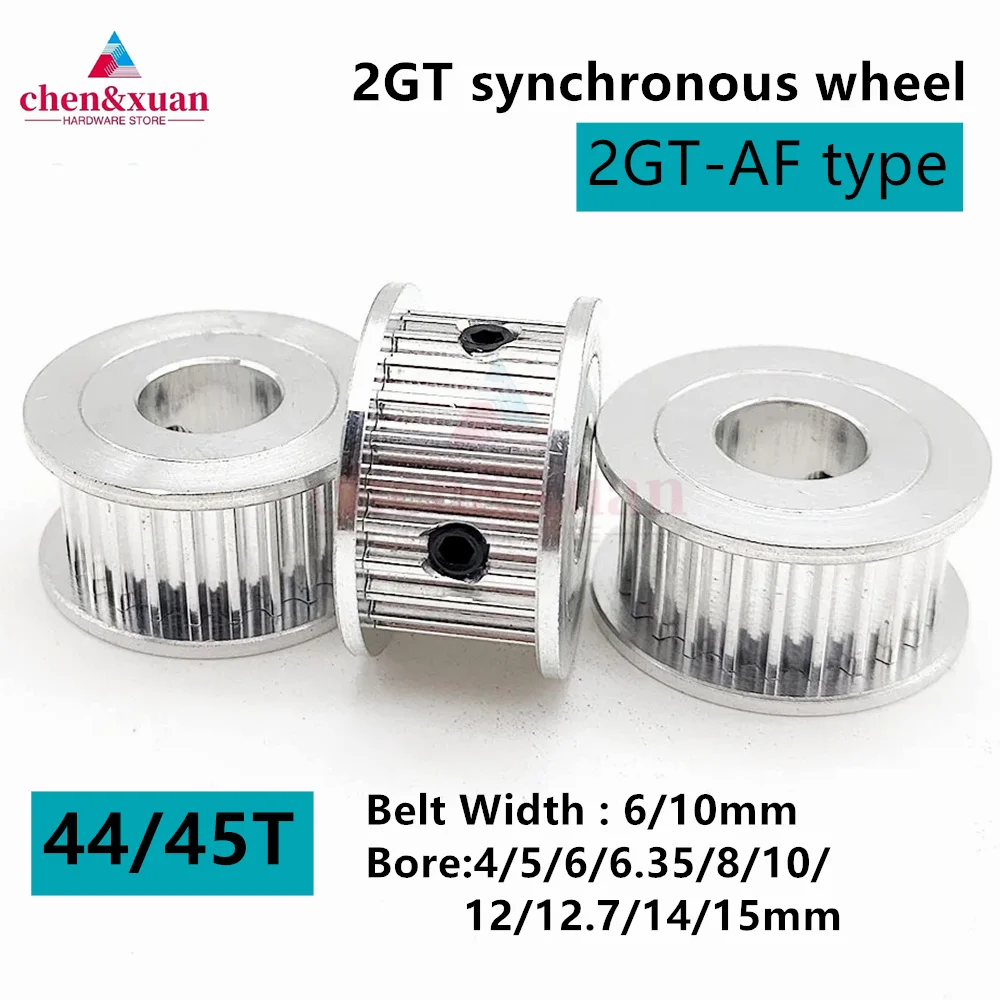 2GT AF type Timing Belt 3D Printing GT2/2GT 44/45T Timing Belt Pulley Aperture 4/5/6/6.35/8/10/12/12.7/14/15mm Belt Width 6/10mm