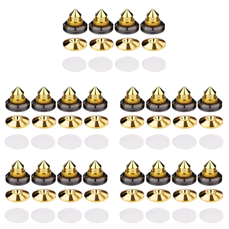 A003 20 مجموعة مكبر صوت ذهبي مع أقراص أرضية وحامل عزل القدم وإكسسوارات مكبر الصوت الاحترافية