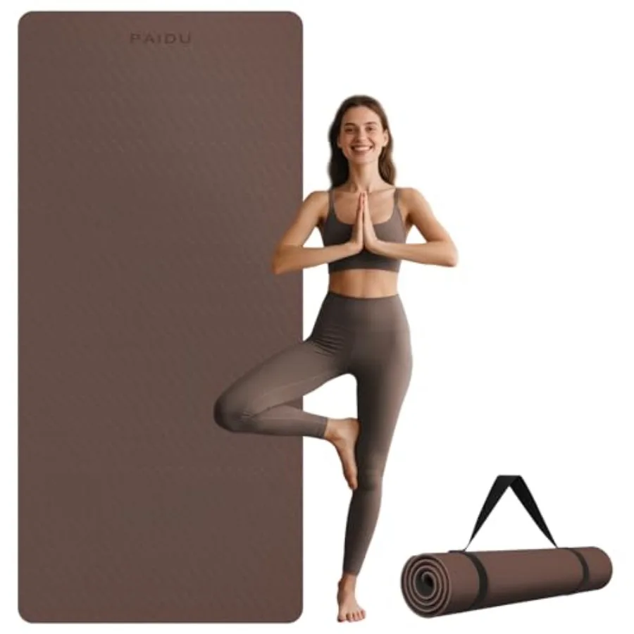 

Extra Long Wide Yoga Mat 76x33x2/5 Inch Non Slip Thick Exercise Mat for Home Gym Yoga Pilates Workouts in Black