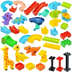 Big Size Slide Race Run Track Brick Rolling Ball Building Block Chute Funnel Slide Maze Accessories Kid Toys Compatible Duploes