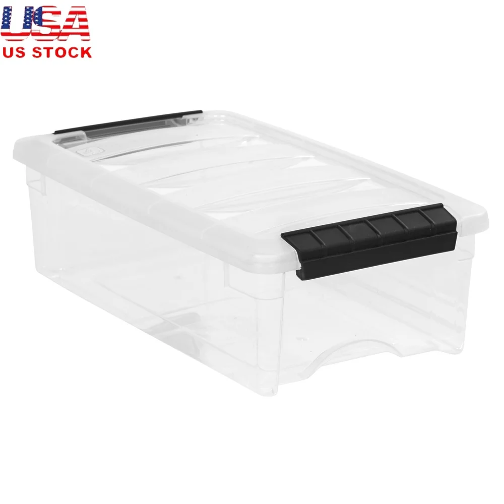 صندوق تخزين معياري شفاف 5QT مع مقبض وإبزيم ومزالج قابلة للتكديس وتنظيم مستلزمات الحرف اليدوية في غرفة النوم والأدوات المكتبية #1