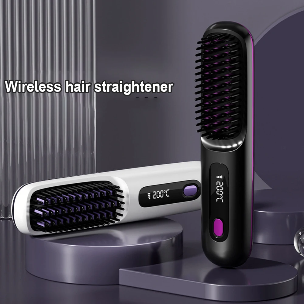 

Electric LCD Usb Ceramic Heating Straight Hair Comb Wireless Portable Negative Ion Styling Tool Rechargeable Straightening Brush