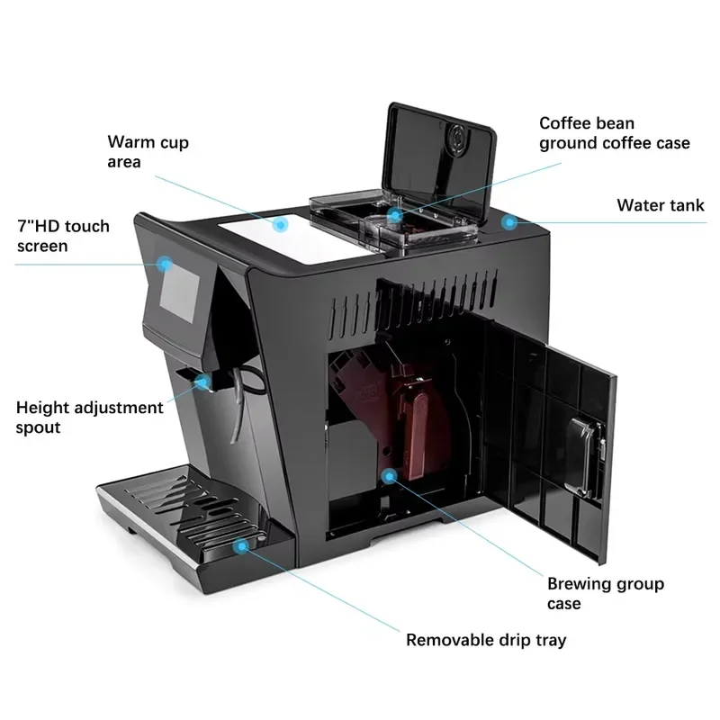 for Commercial Espresso Coffee Maker Machine Automatic Smart Digital Touch Screen Business Office Cafe Shop Wholesale