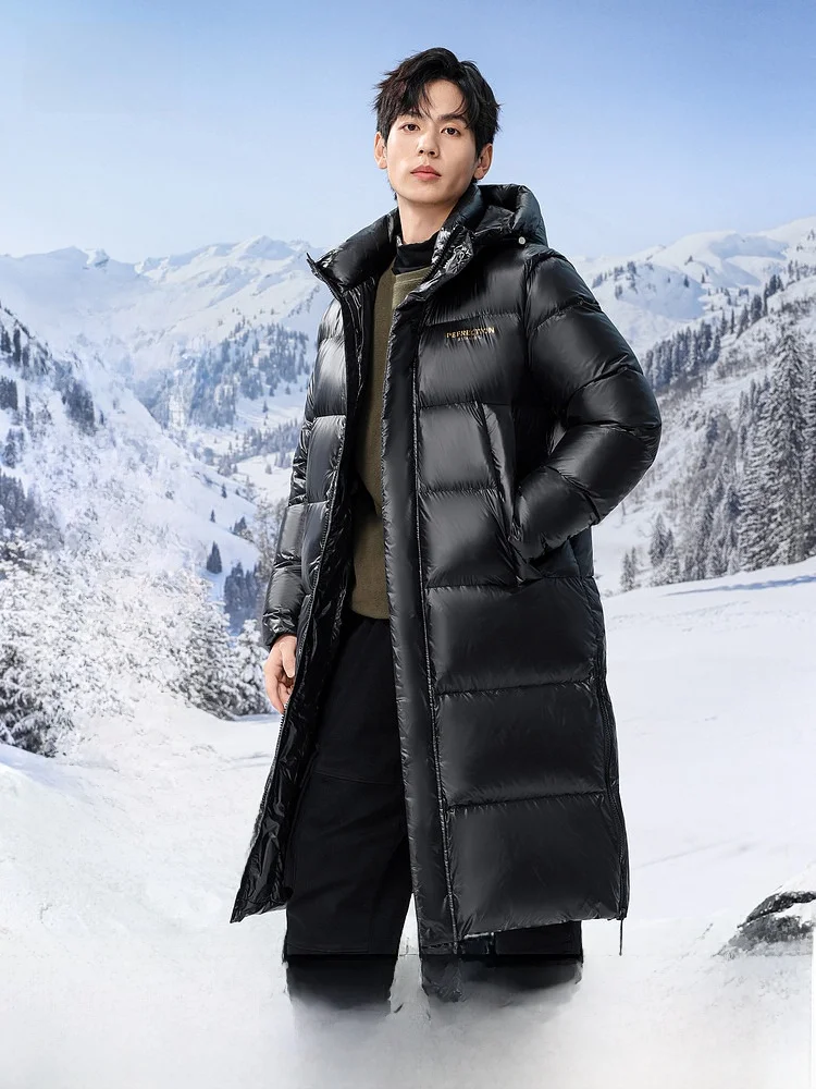 

Новая утепленная пуховая куртка унисекс с длинным капюшоном для мужчин и женщин, стильная черная, модная, для повседневной носки, стандартный крой