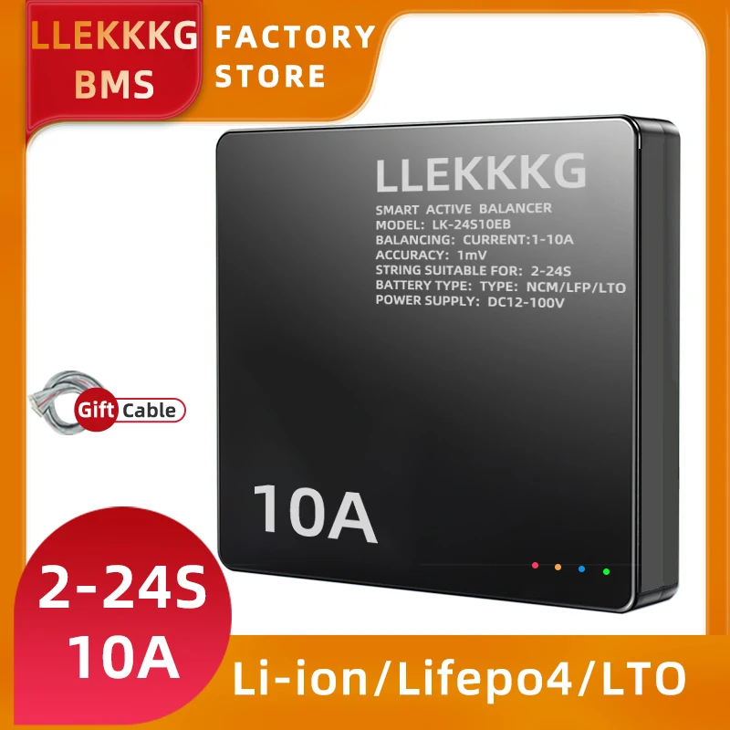 LLEKKKG BMS Smart Active Balancer LiFePO4 Battery Equalization current 10A 24V 48V Equalizador Bluetooth Balance Board 3S 4S 24S