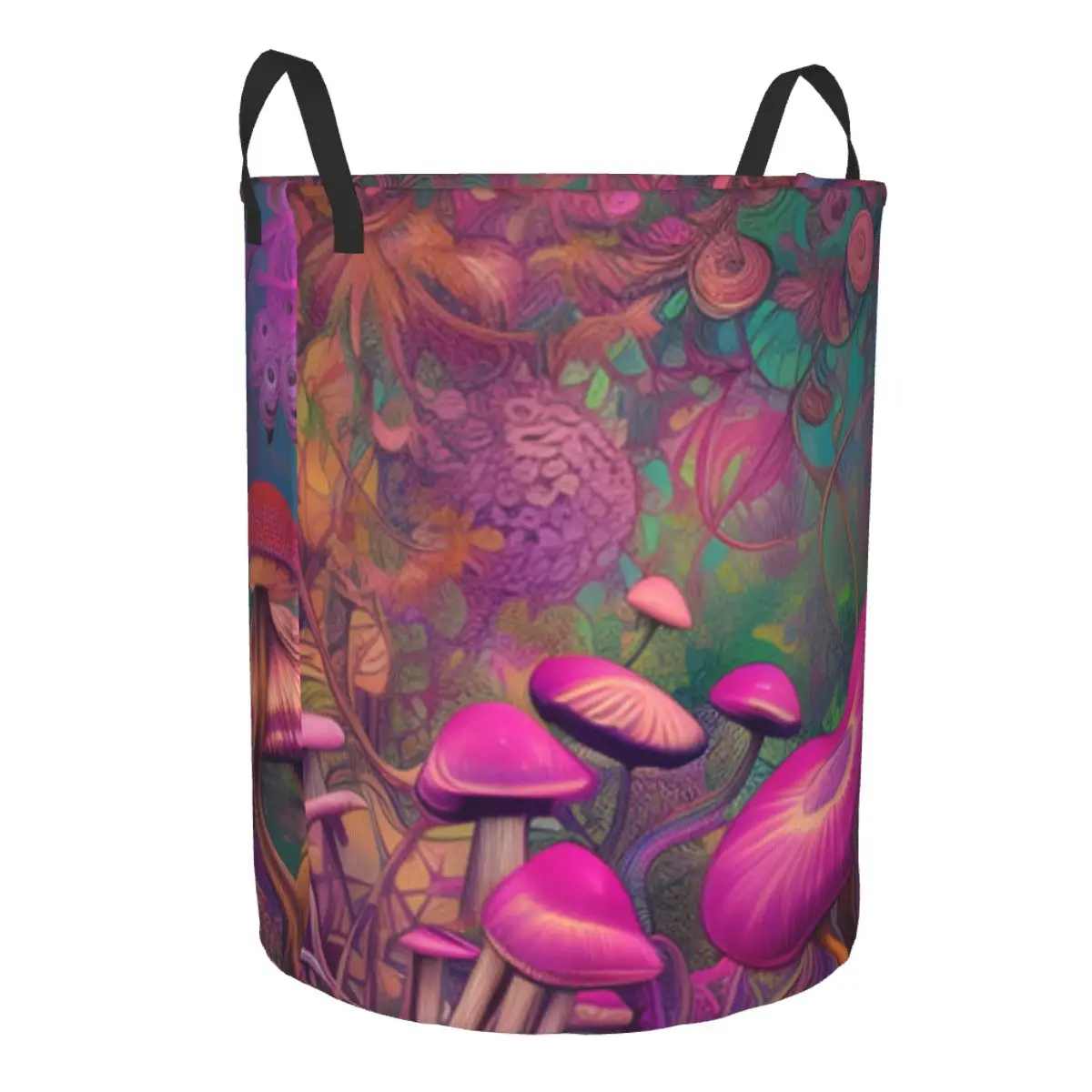 Psychedelic Mushrooms Waterproof Storage Bag Household Dirty Laundry Basket Folding Bucket Clothes Organizer