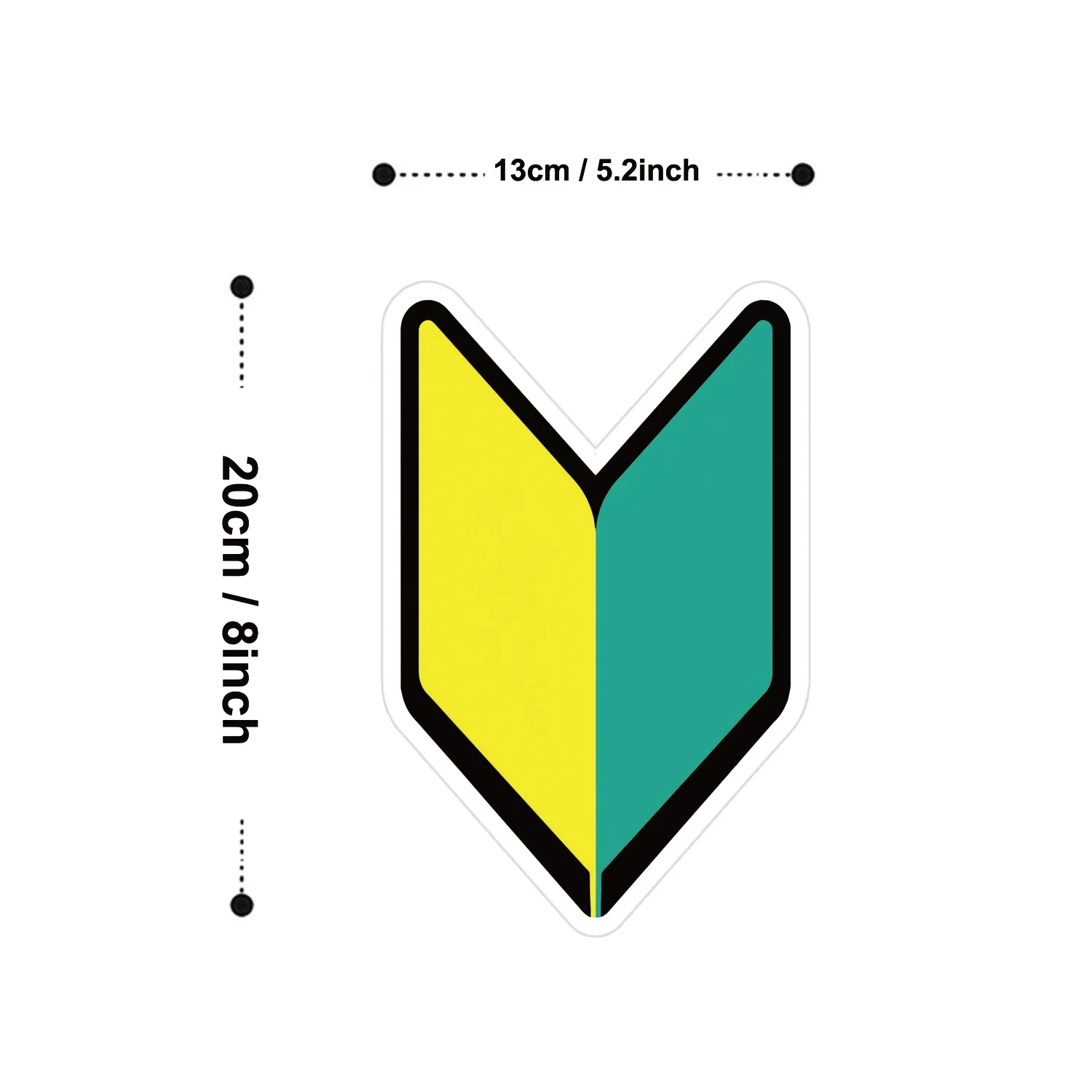 2PCS Japanese Beginner Driver Sticker Yellow Green Vinyl Decal Matte Car Window Bumper Safety Warning Decor