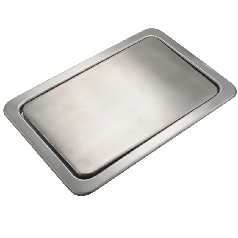 Stainless Steel Garbage Flap Lid Trash Bin Cover Flush Built-in Balance Swing Flap Garbage Lid for Kitchen Counter Top B