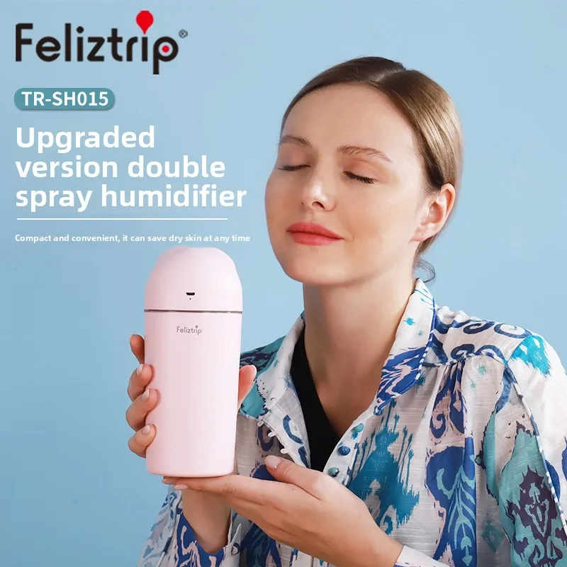 Feliztrip Dual Nozzle Humidifier 470ml Super Large Capacity Wireless Portable Atmosphere Light Night Light TR-SH015