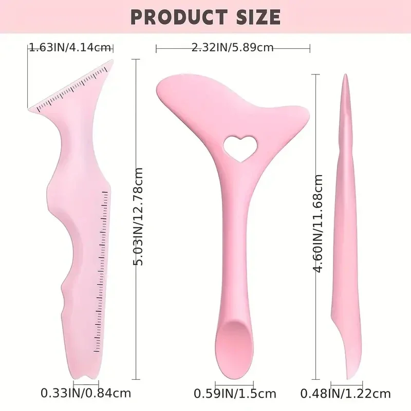 2Pcs Multifunctional Silicone Eye Makeup Tool Set Beauty Ruler Eyeshadow Highlight Lipstick Eyeliner Aid for Precision Applicati