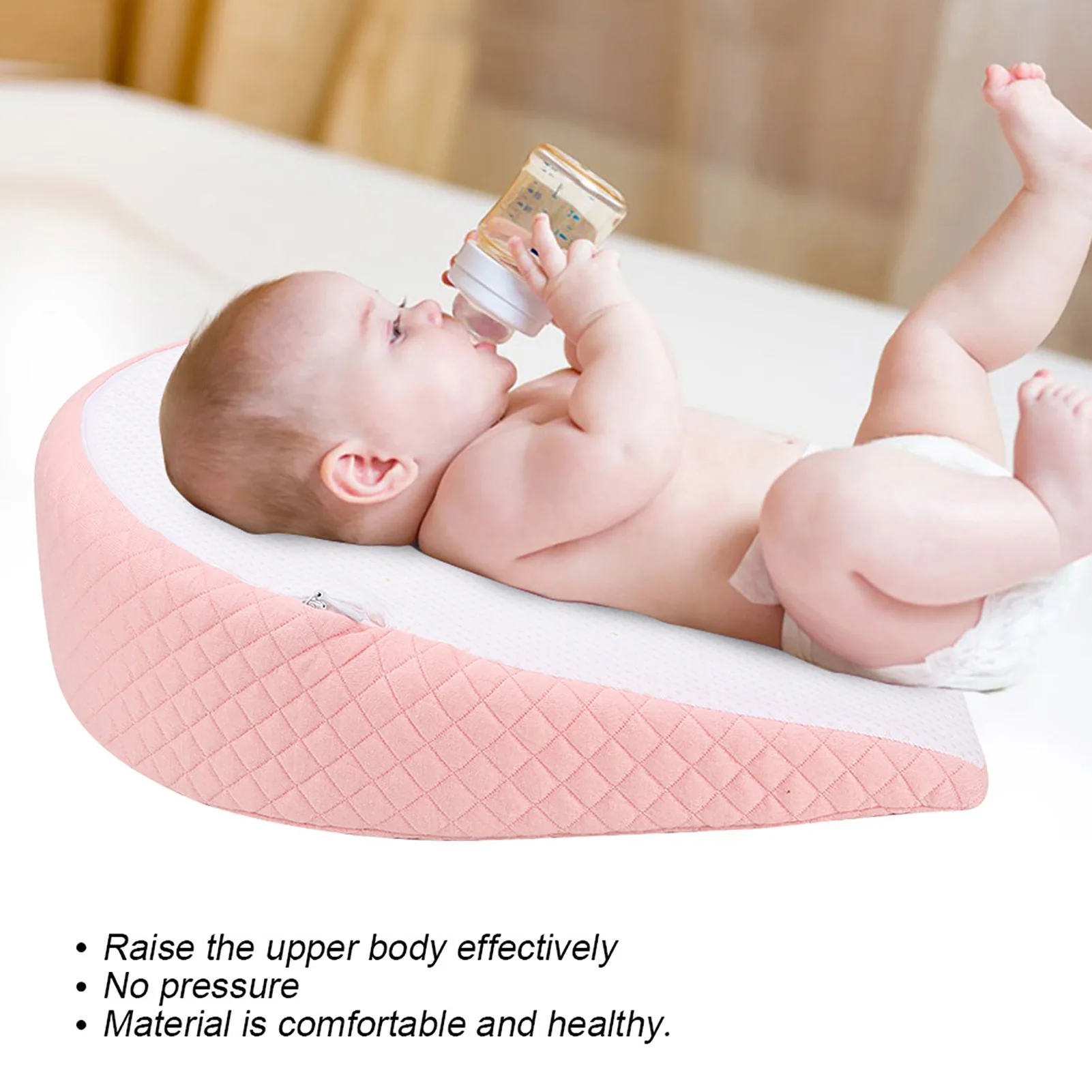 Newborn Slope Pillow Positioning Baby AntiReflux Pillow Feeding AntiSlip Polyester and Non‑slip Cloth Pillow