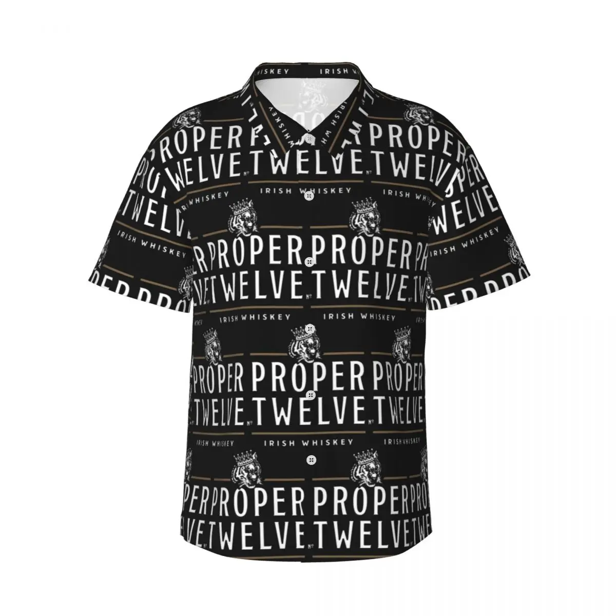 Proper 12 Proper Twelve Irish Whiskey Herrenhemden, hawaiianisches Kurzarmhemd, lässige Revers-Oberteile für den Sommerstrand