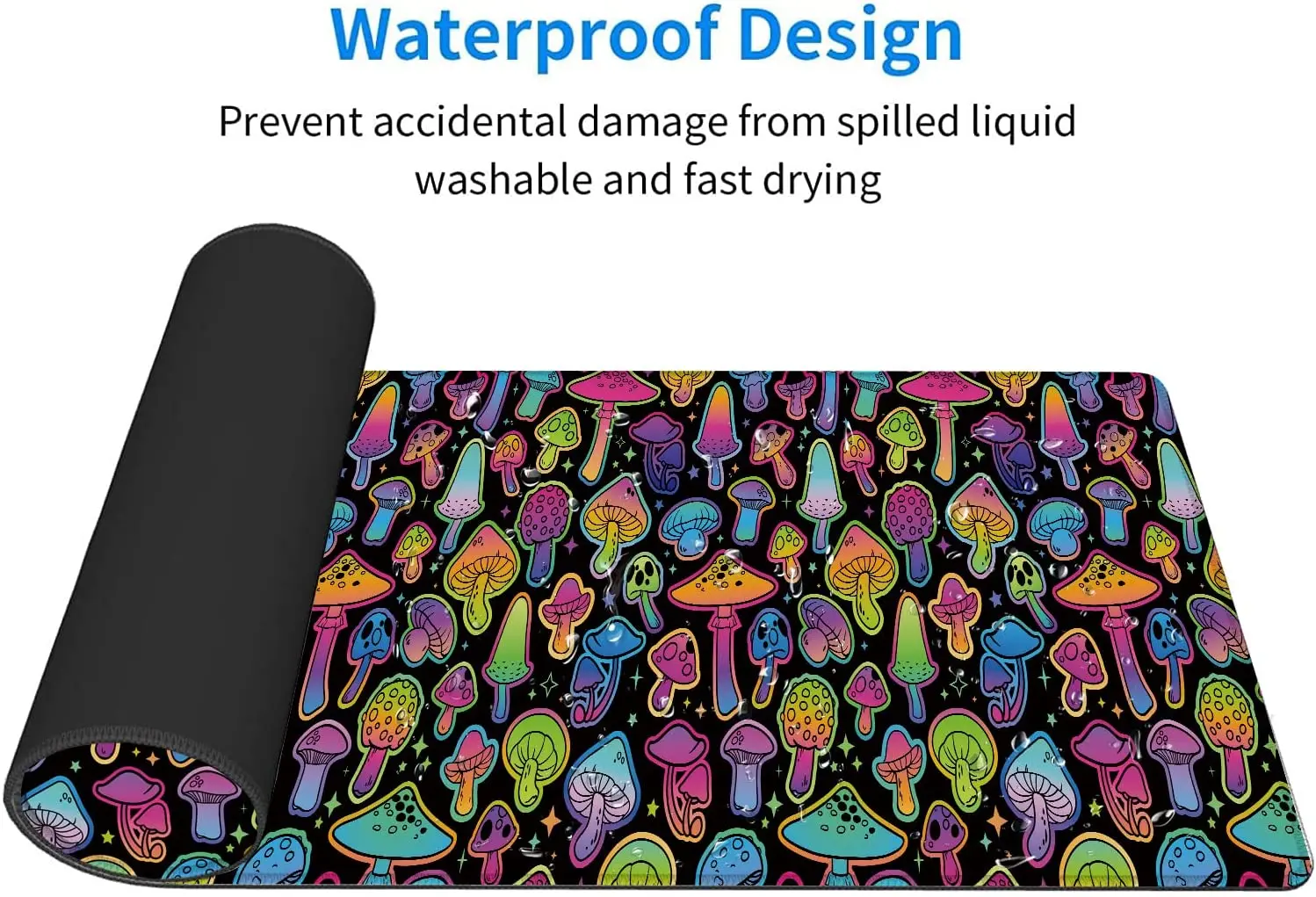 Large Mouse Pad Colorful Bright Psychedelic Mushrooms Large XL Desk Mat Extended Waterproof Mouse Mat 31.5 X 11.8 Inch