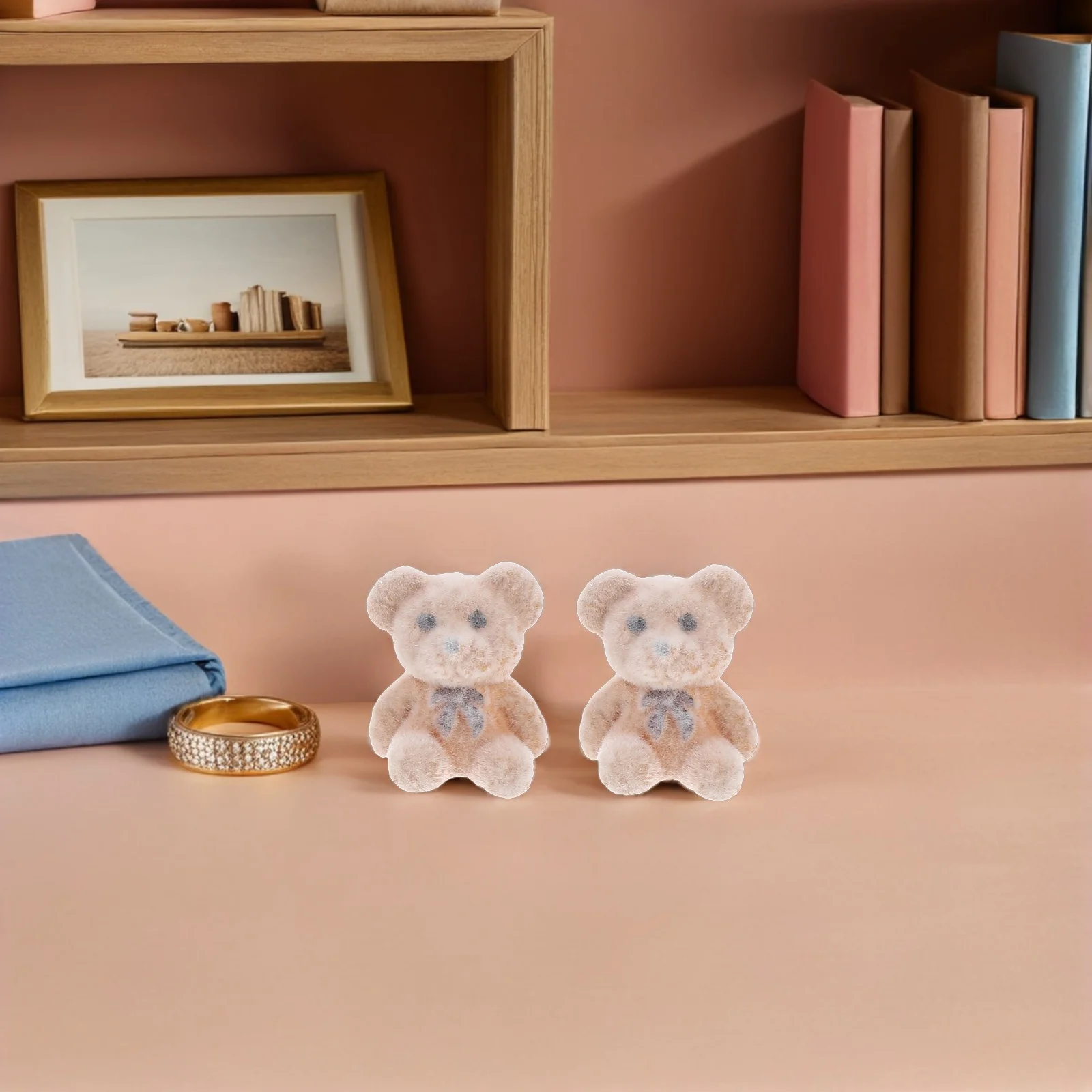 

15Pcs Mini Flocked Bear Adorable Cartoon Look Great As Small Bear for Keychain Earrings Phone Case DIY and Gift Giving