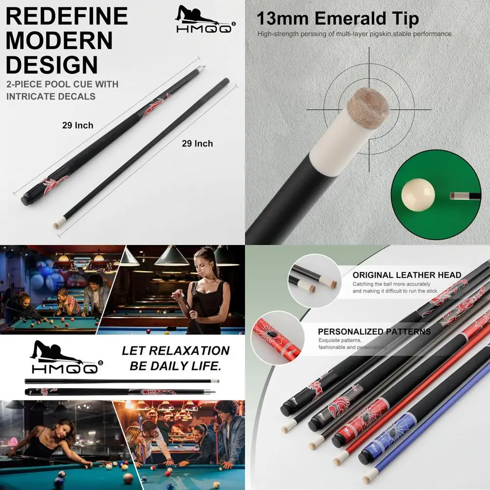 

58 двухсекционных графитовых бильярдных кий в нескольких цветах, варианты веса 19–21 унций