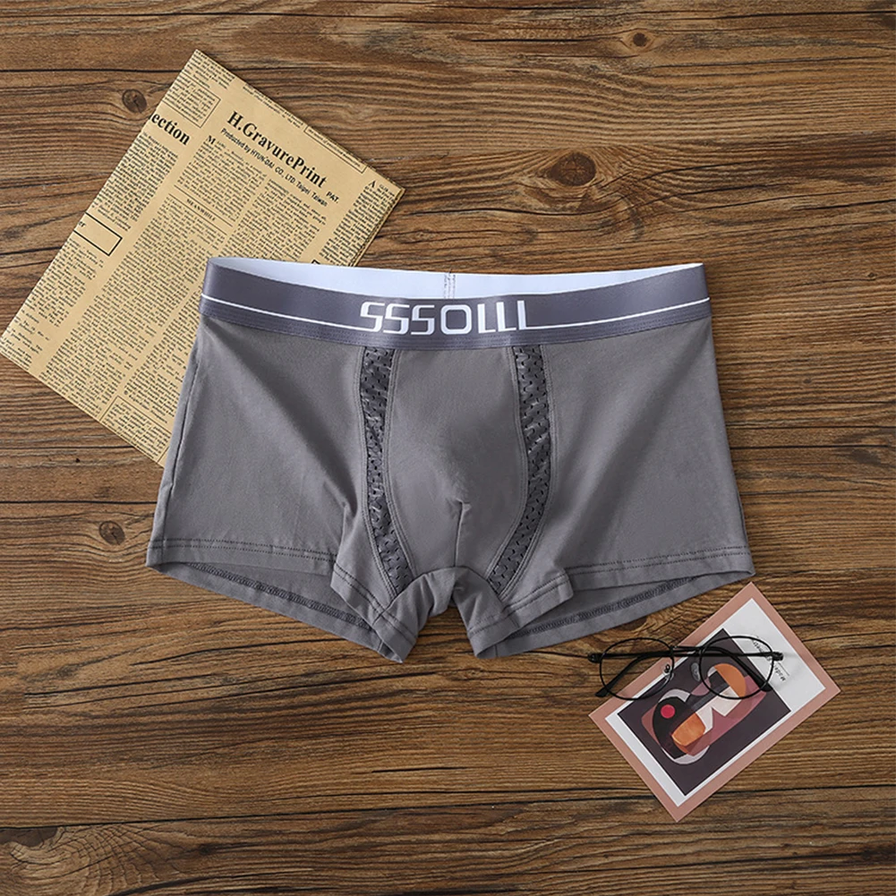 Clothes Menss Solid Color Stretch Trunk Underpants Underwear Youth Briefsshorts Breathable Male