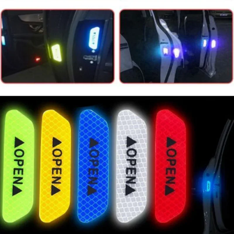 Car Door Reflective Stickers Tape Safety Warning Mark OPEN High Reflective Tape Auto Exterior Night Driving Reflector Strip