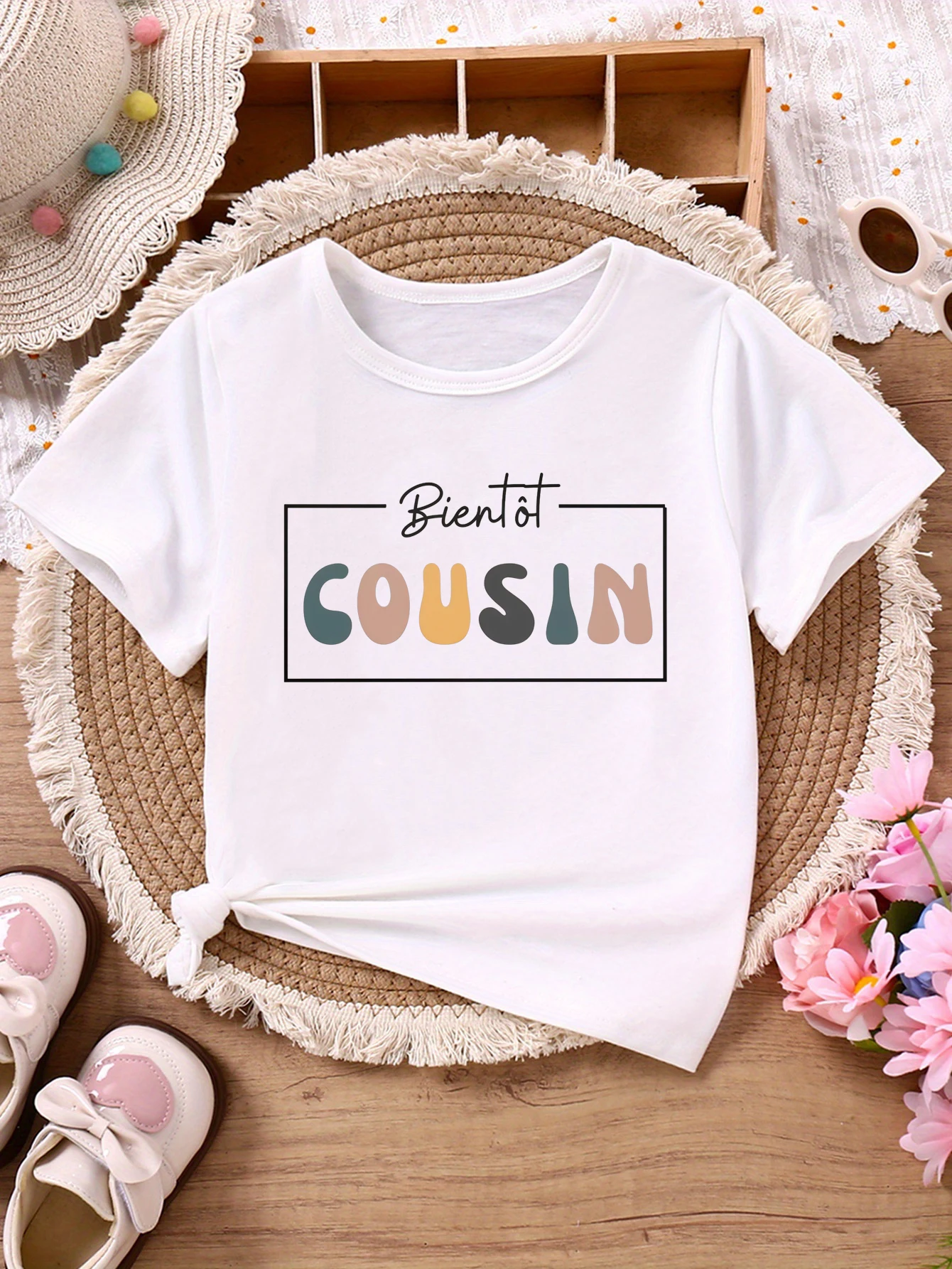 Футболка с принтом звезды Soon Cousin 2027 для девочек/мальчиков, забавная детская одежда, футболка с объявлением о беременности